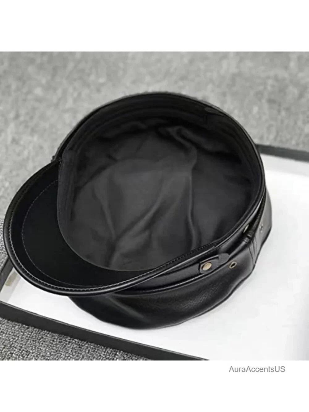 Brcus Women PU Leather Newsboy Cabbie Beret Cap Yacht Captain Sailor Hat